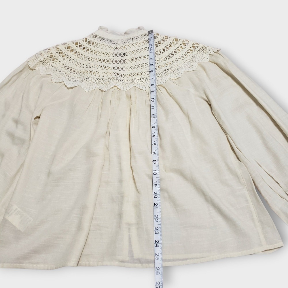 NWT Pilcro Anthropologie Ivory Lace Yoke Peasant Blouse OB2353185 Small - Picture 12 of 12